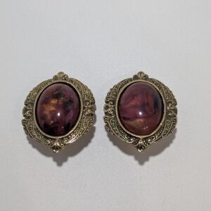 Vintage Gold and Purple Earrings